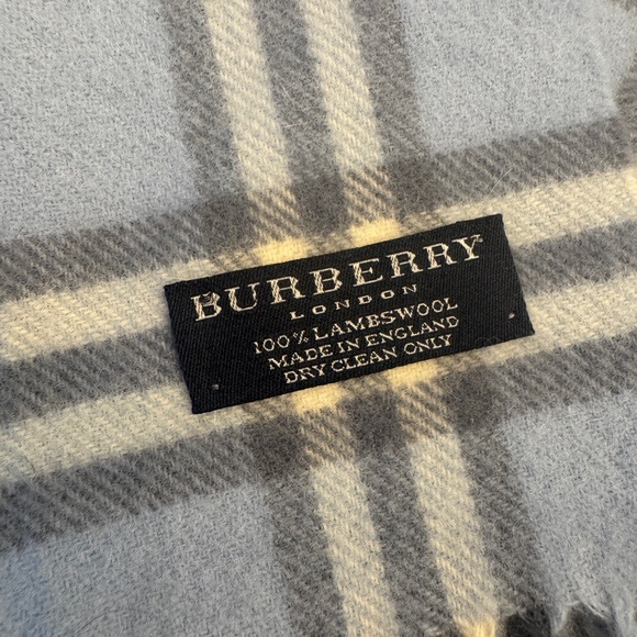 Burberry Sky Blue and Charcoal Plaid Scarf - Picture 3 of 4
